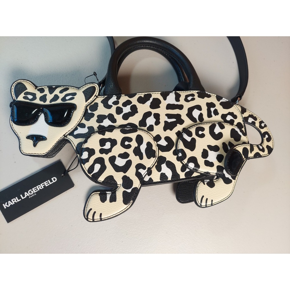 Karl Lagerfeld Ikons Wildlife Leopard Shaped Medium Satchel Crossbody Bag NWT